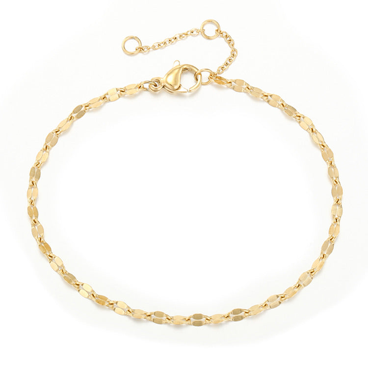 Simple Lip Chain Adjustable Women'S Golden Stainless Steel
