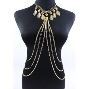 Meimei Body Chain Jewelry Black Lace Multi Layer