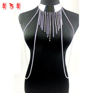 Meimei Body Chain Jewelry Black Lace Multi Layer