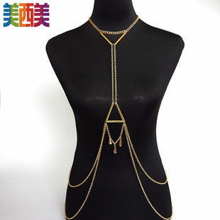 Meimei Body Chain Jewelry Black Lace Multi Layer