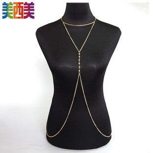 Meimei Body Chain Jewelry Black Lace Multi Layer