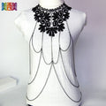 Meimei Body Chain Jewelry Black Lace Multi Layer