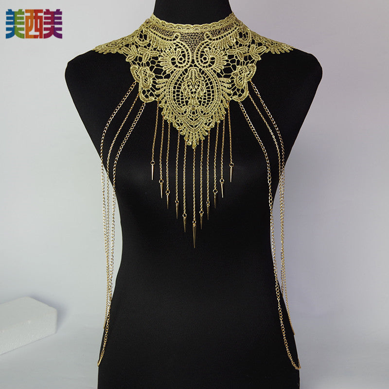 Jewelry Body Chain Jewelry Gold Lace Multi Layer