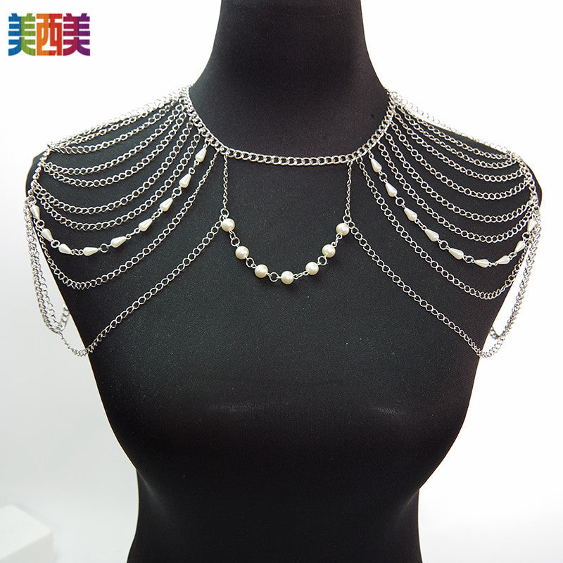 Chest Chain Body Chain White K Necklace Exaggerated