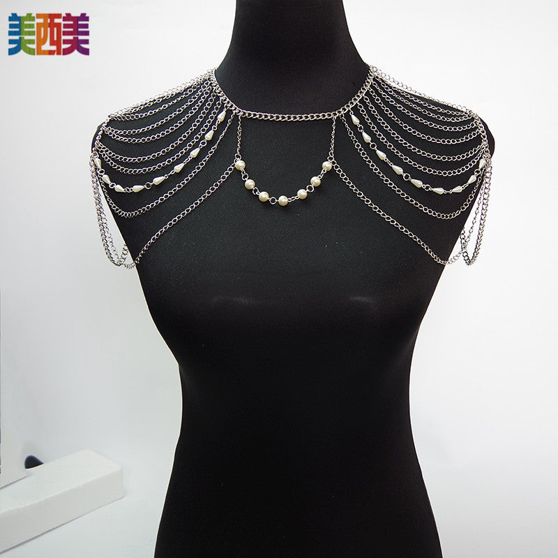 Chest Chain Body Chain White K Necklace Exaggerated