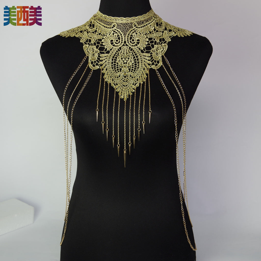 Jewelry Body Chain Jewelry Gold Lace Multi Layer