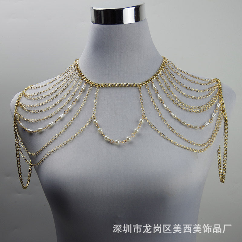 Chest Chain Body Chain White K Necklace Exaggerated