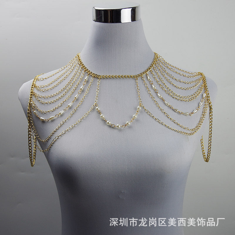 Chest Chain Body Chain White K Necklace Exaggerated