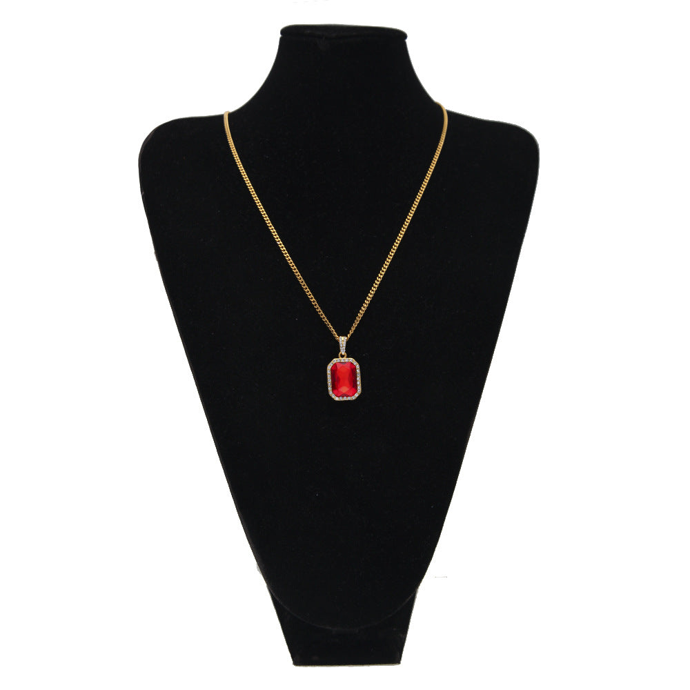 Hip Hop Mini Diamond Encrusted Gem Pendant Necklace