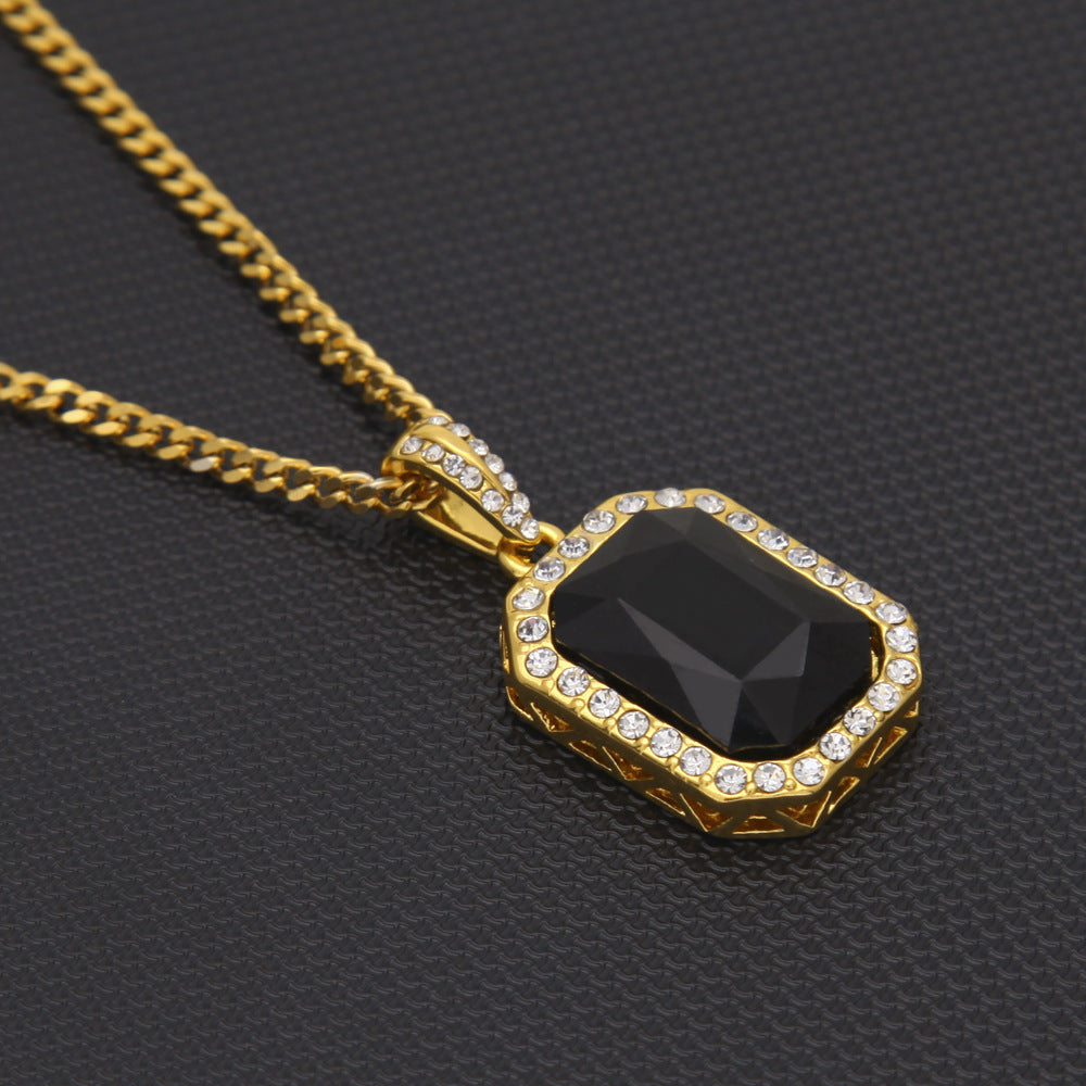 Hip Hop Mini Diamond Encrusted Gem Pendant Necklace