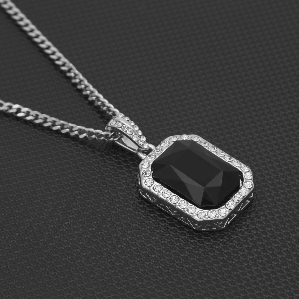 Hip Hop Mini Diamond Encrusted Gem Pendant Necklace
