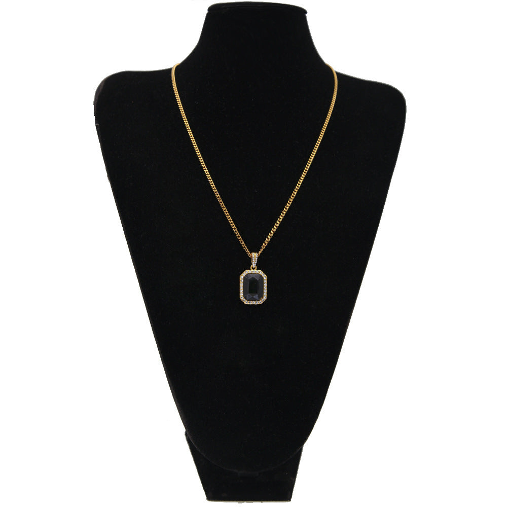Hip Hop Mini Diamond Encrusted Gem Pendant Necklace