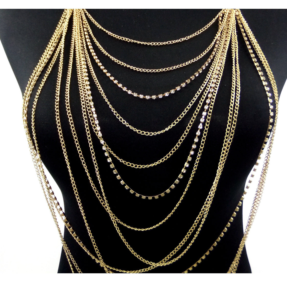 Metal Diamond Long Body Chain Necklace Female Bikini