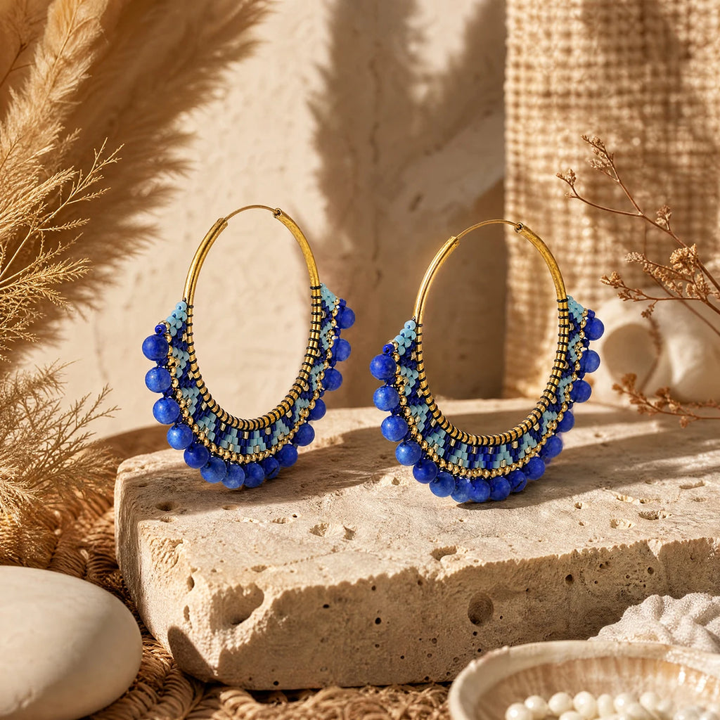 Custom Handmade Bohemian Simple Design Dark Blue Miyuki