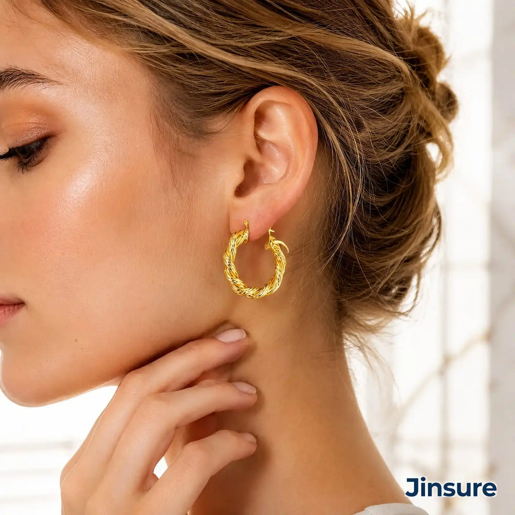 Twisted Design Hoop Earrings Classic Unisex Everyday Jewelry