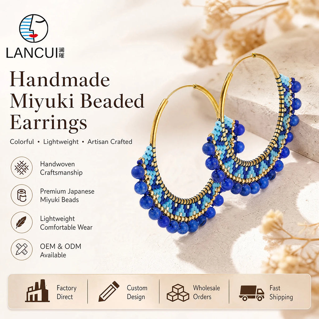 Custom Handmade Bohemian Simple Design Dark Blue Miyuki
