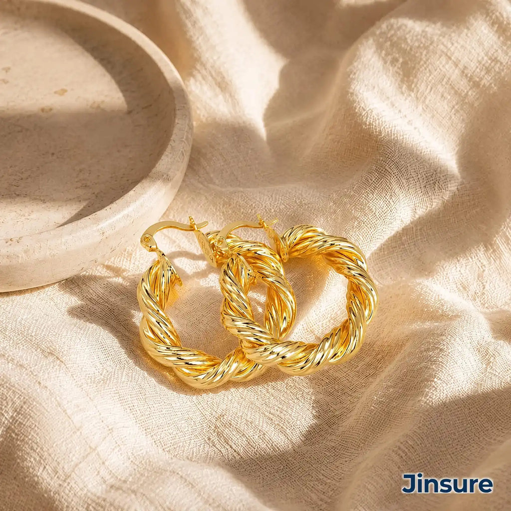 Twisted Design Hoop Earrings Classic Unisex Everyday Jewelry