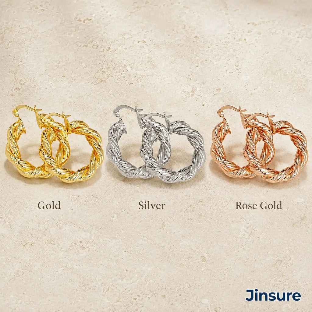 Twisted Design Hoop Earrings Classic Unisex Everyday Jewelry