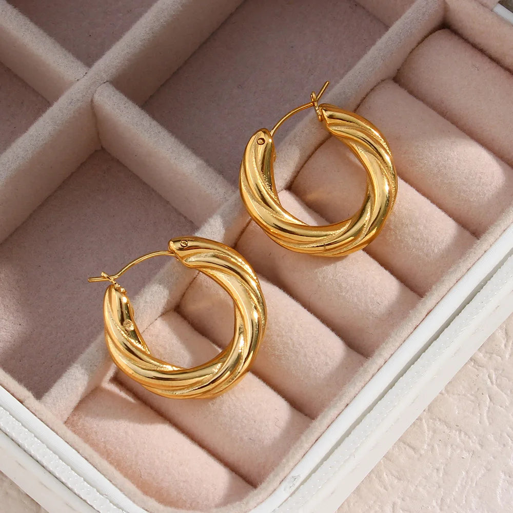 Earrings Hoops Twist Geometric Hoop Earrings Chunky Earrings