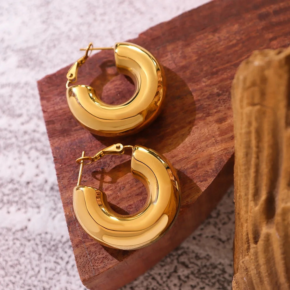 Minimalist 18K Gold Plated Stainless Steel C Shaped