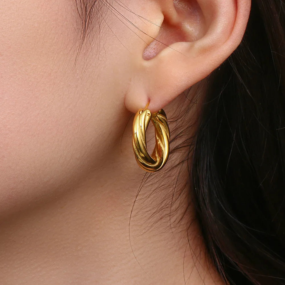Earrings Hoops Twist Geometric Hoop Earrings Chunky Earrings