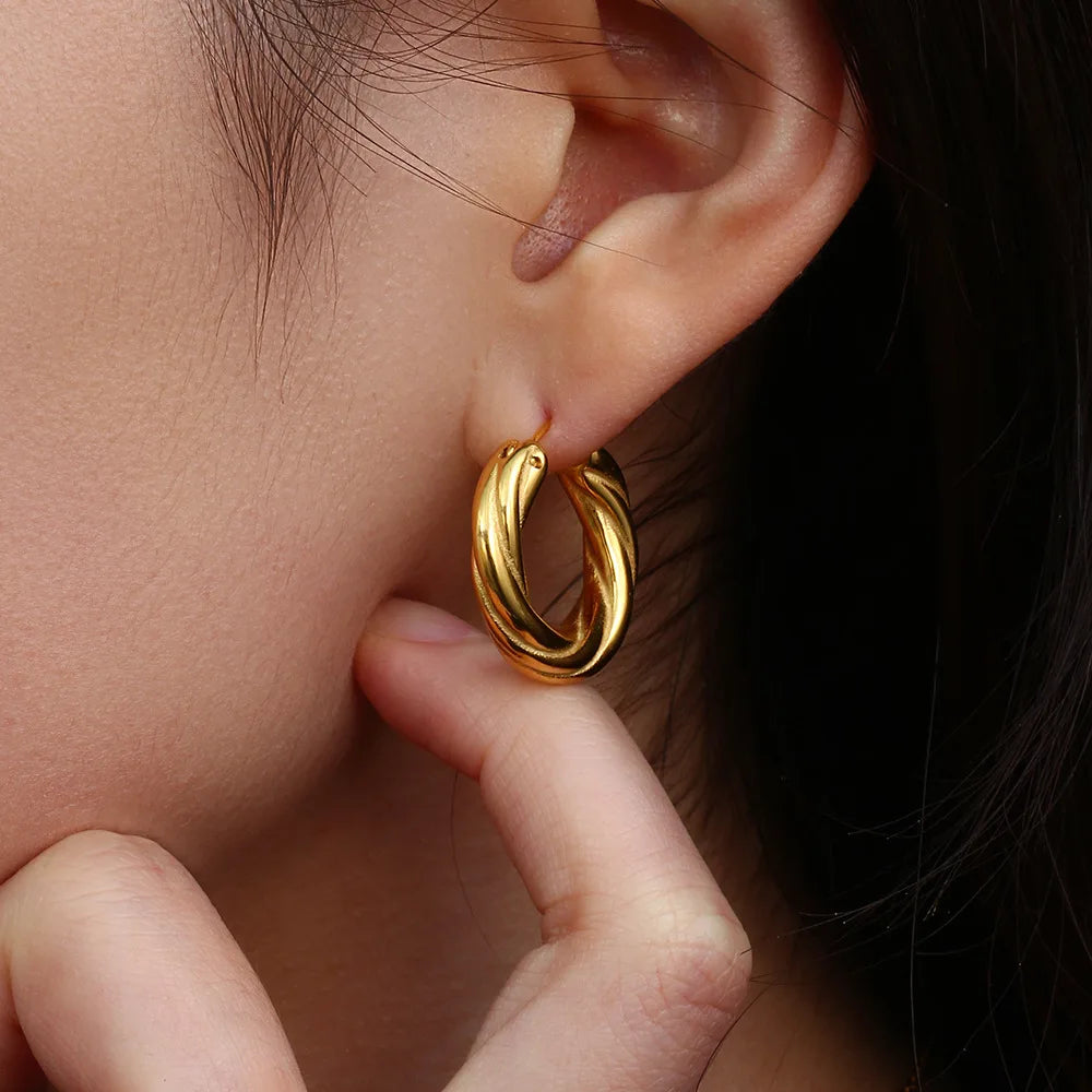 Earrings Hoops Twist Geometric Hoop Earrings Chunky Earrings