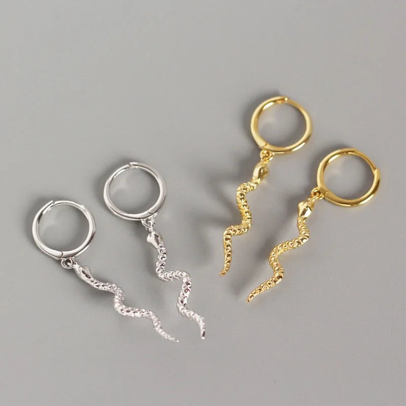 925 Sterling Silver Animal Long Snake Shape 18K