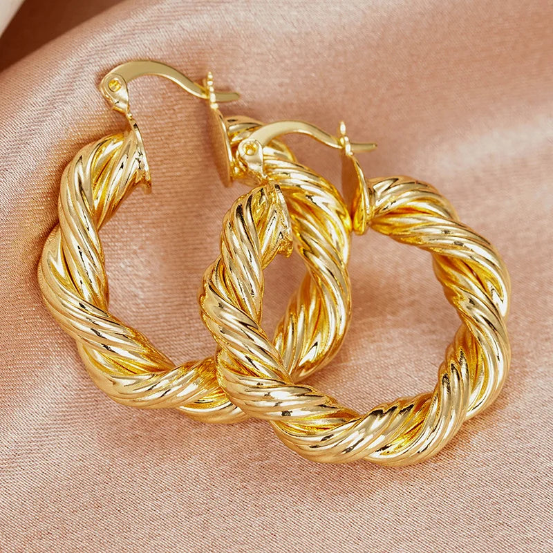 Twisted Design Hoop Earrings Classic Unisex Everyday Jewelry