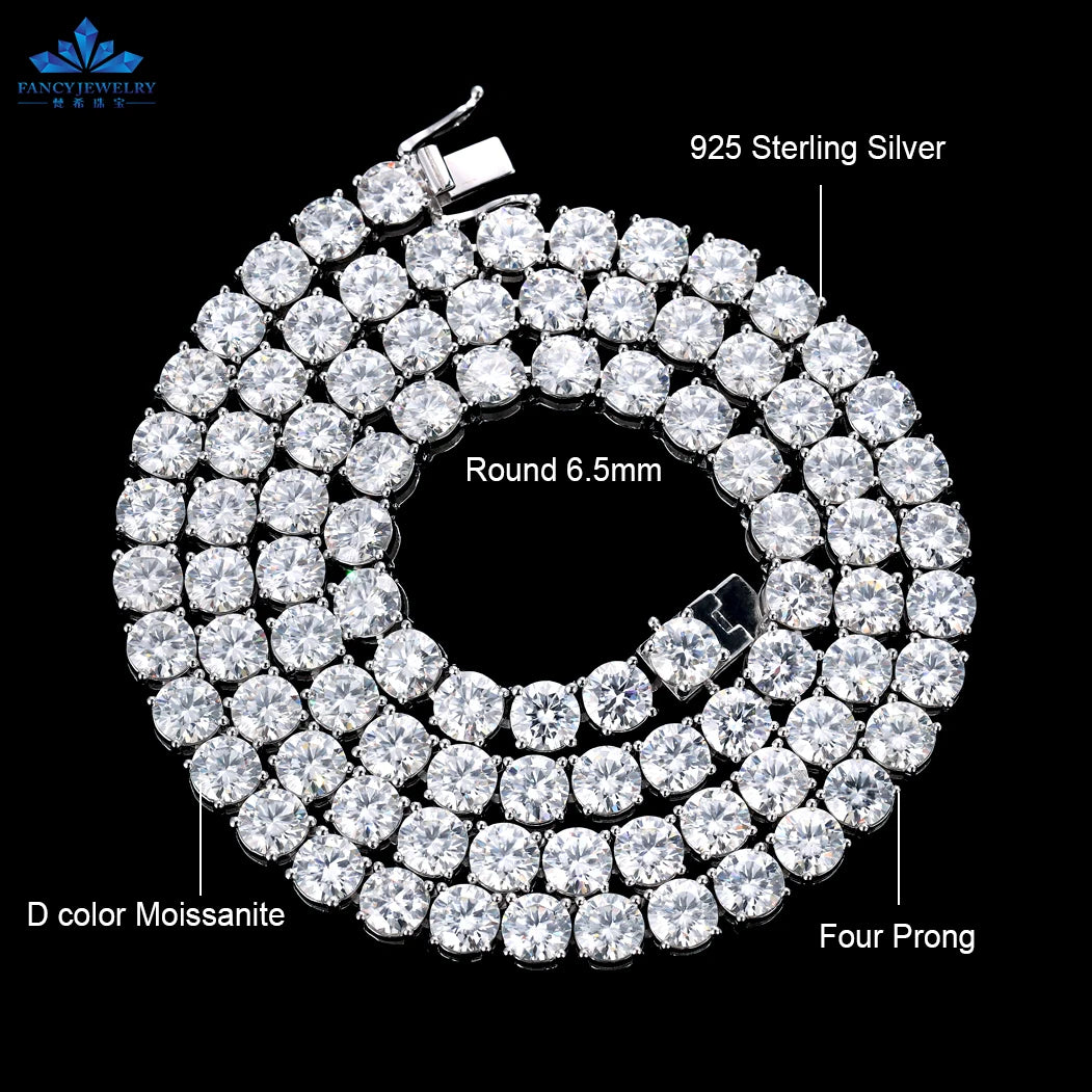 Men'S Tennis Chain Solid Silver Iced Out 2Mm