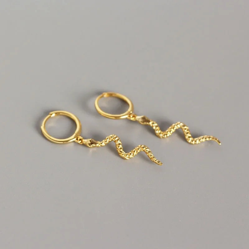 925 Sterling Silver Animal Long Snake Shape 18K
