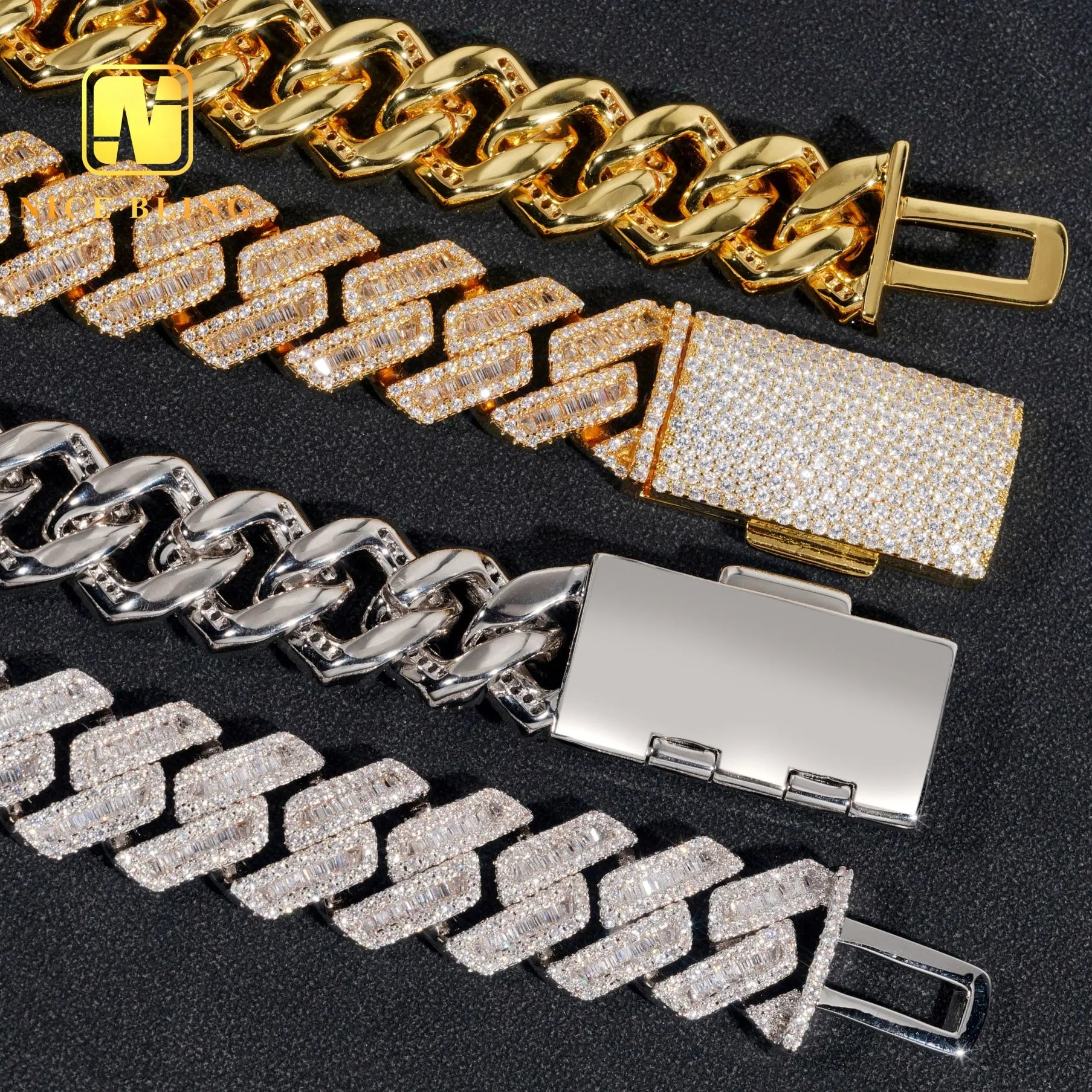 17Mm Cuban Link Chains Men Hip Hop Jewelry