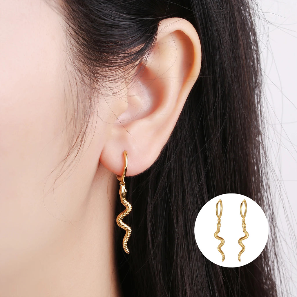 925 Sterling Silver Animal Long Snake Shape 18K