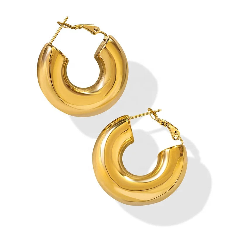 Minimalist 18K Gold Plated Stainless Steel C Shaped