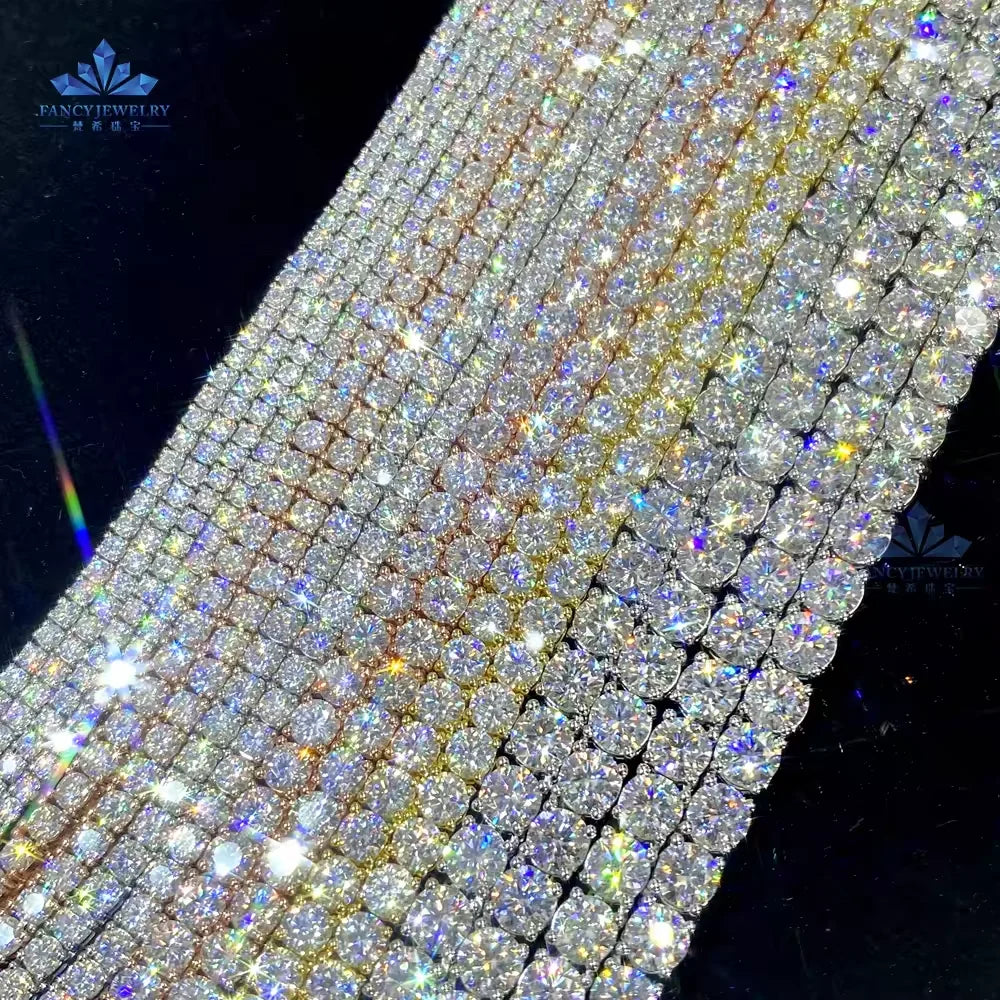 Men'S Tennis Chain Solid Silver Iced Out 2Mm