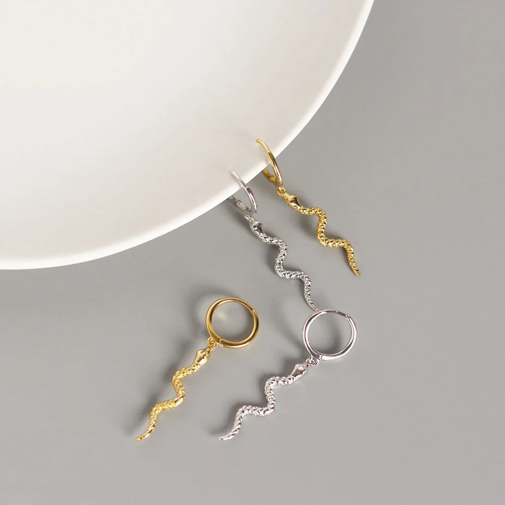 925 Sterling Silver Animal Long Snake Shape 18K
