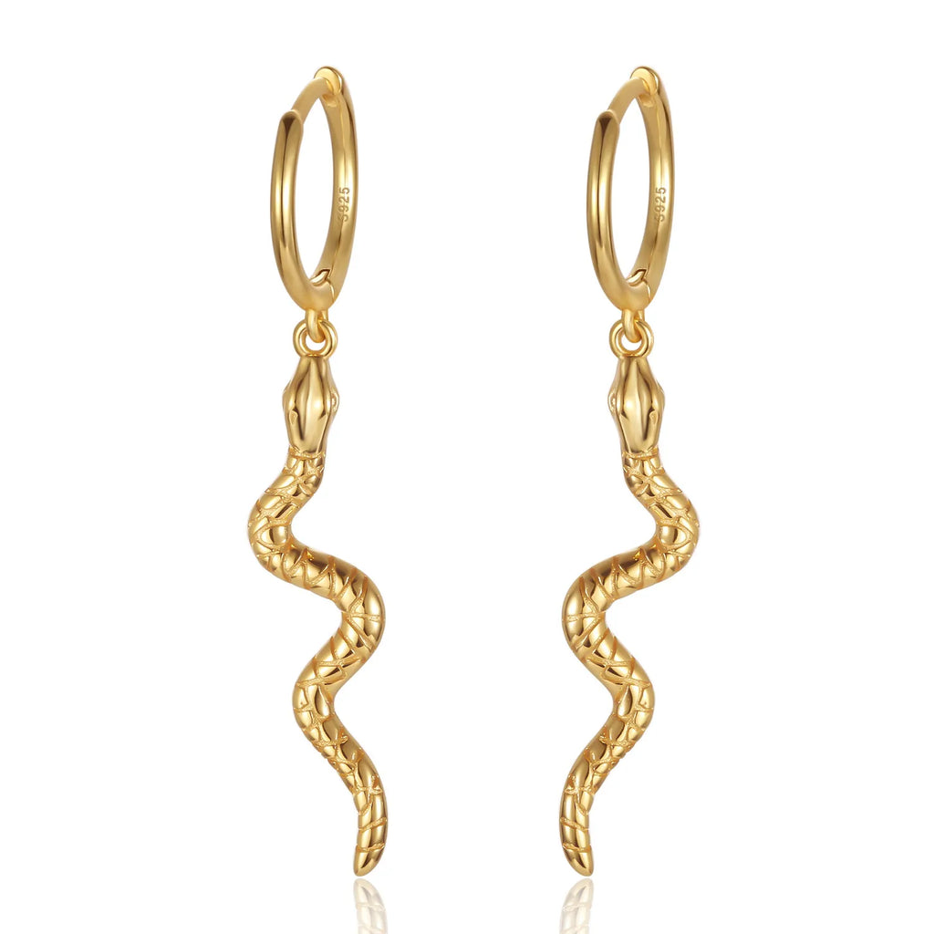925 Sterling Silver Animal Long Snake Shape 18K