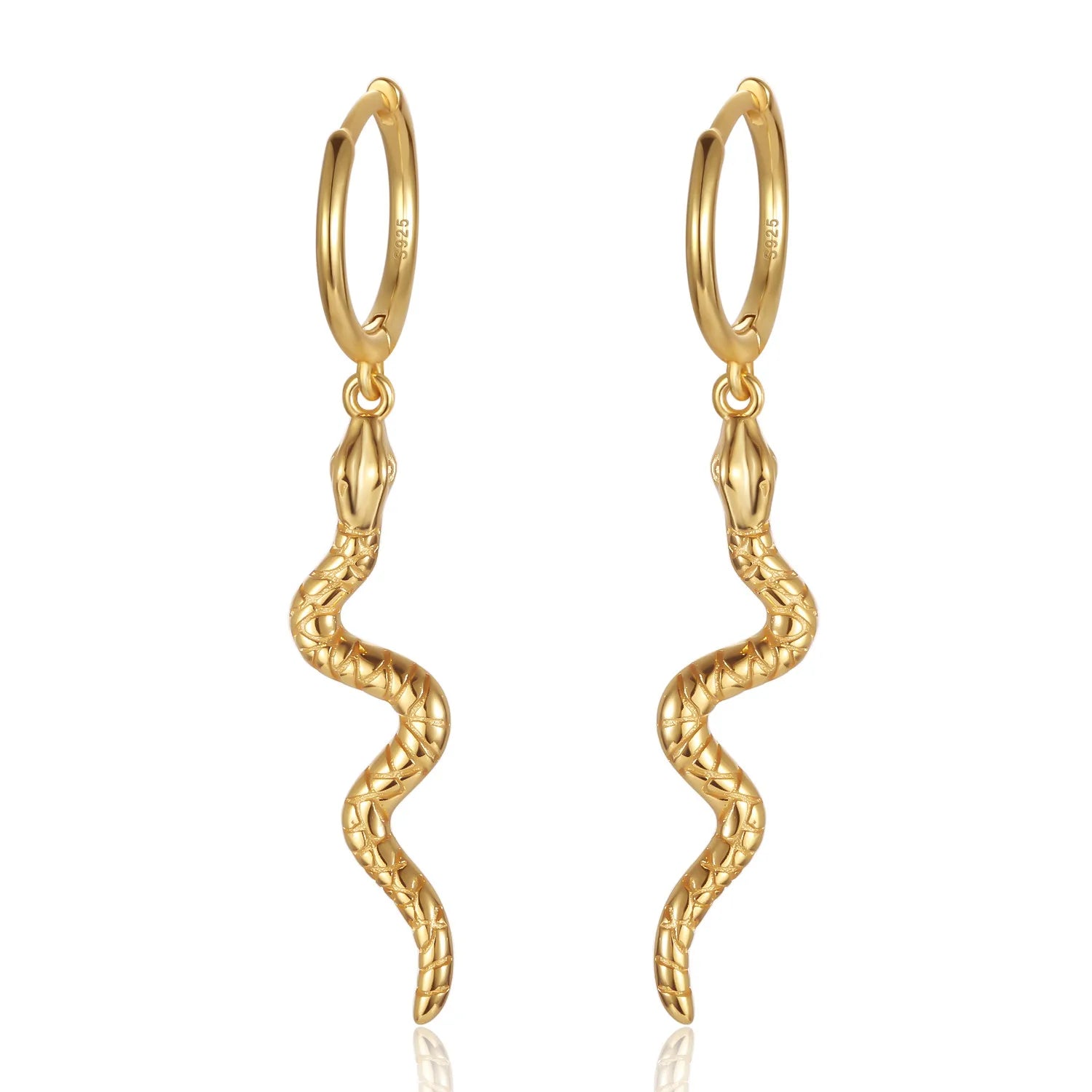 925 Sterling Silver Animal Long Snake Shape 18K