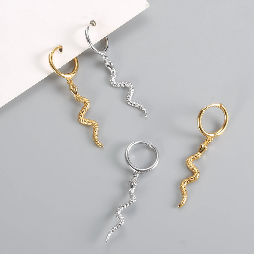 925 Sterling Silver Animal Long Snake Shape 18K