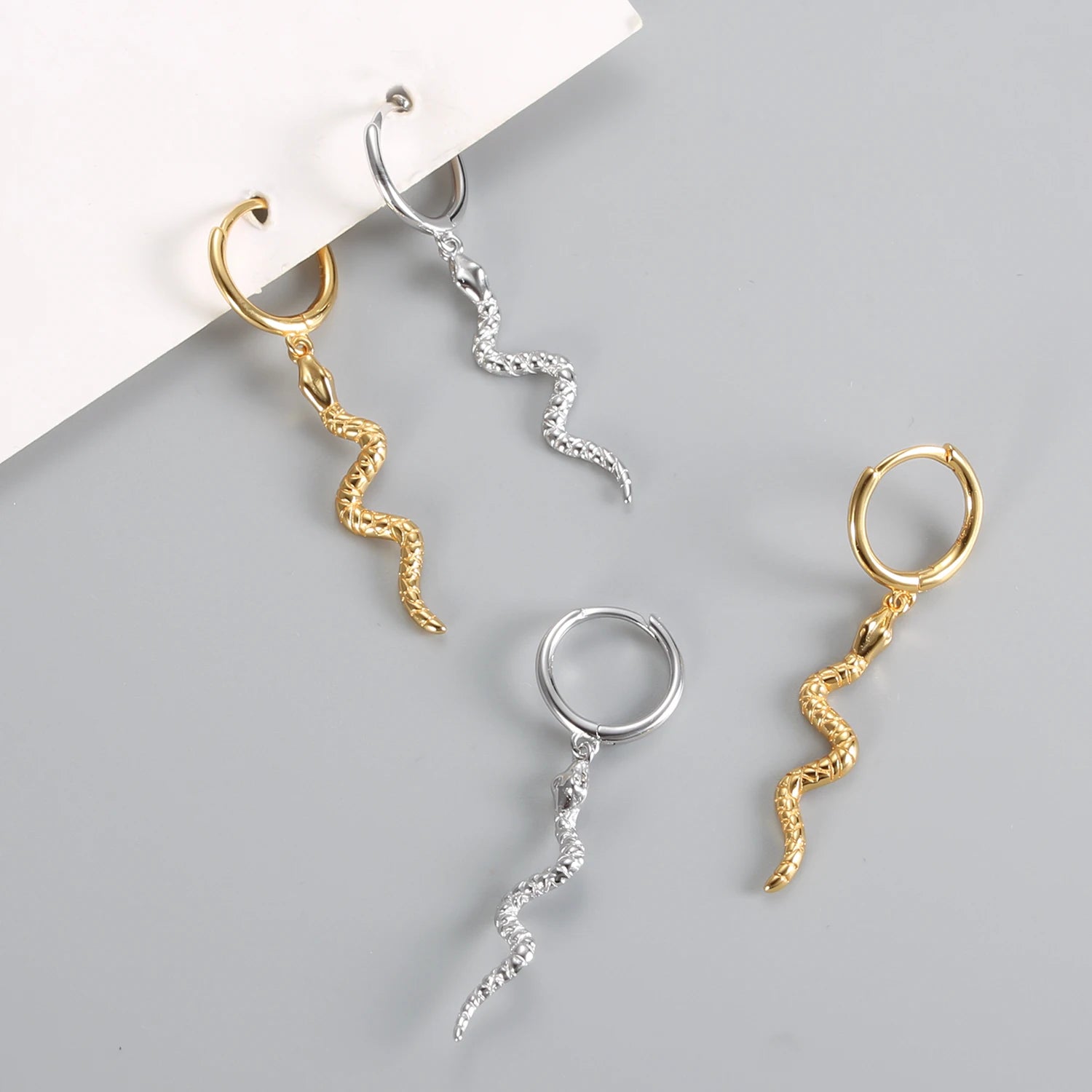 925 Sterling Silver Animal Long Snake Shape 18K