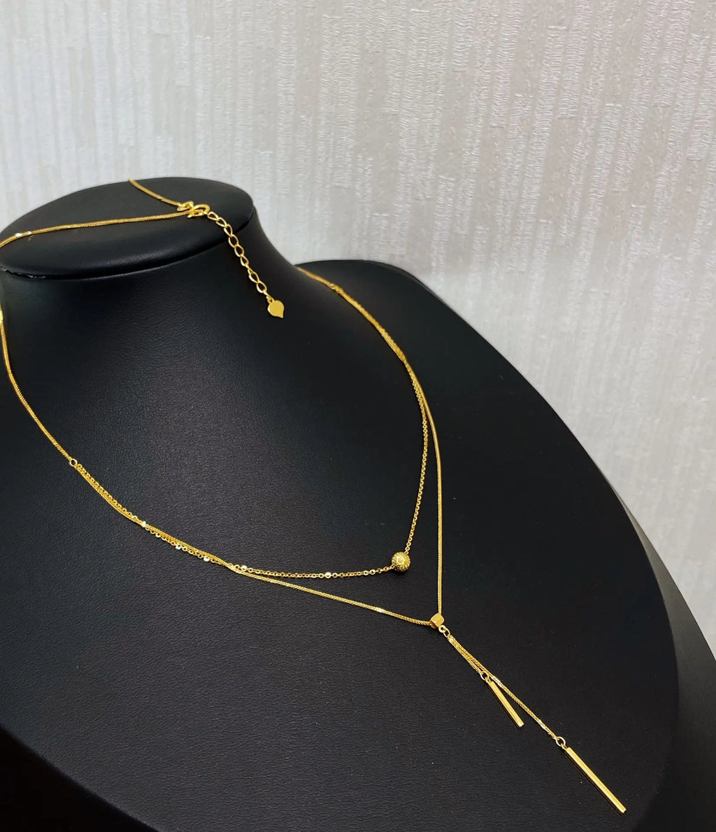 Double Layered Pure Gold Wholesale18Kt Real Gold Chains