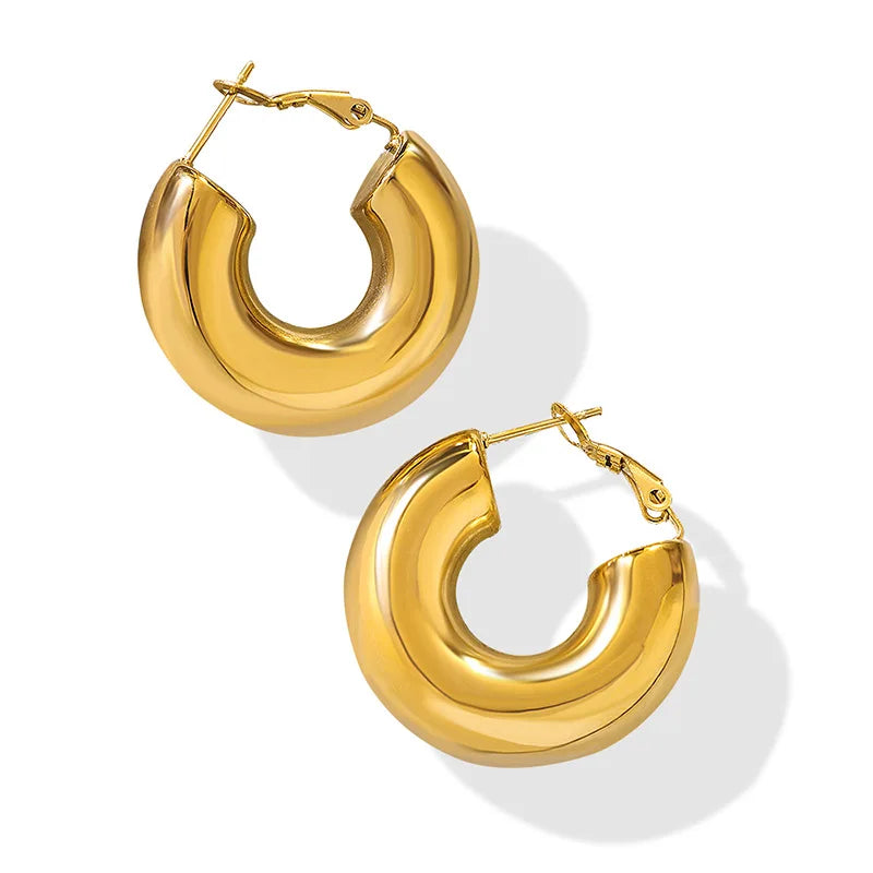 Minimalist 18K Gold Plated Stainless Steel C Shaped