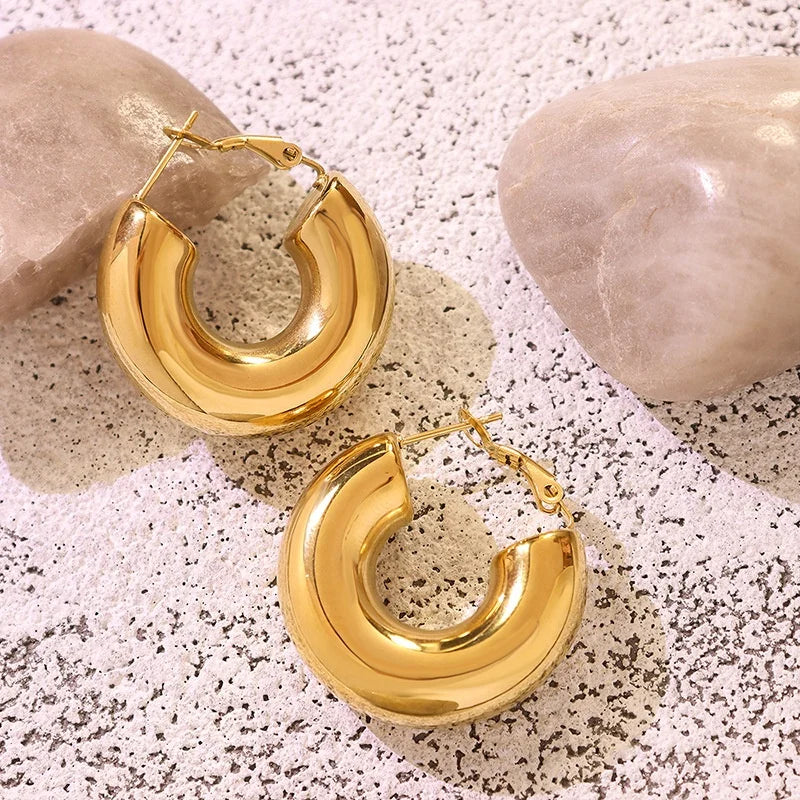 Minimalist 18K Gold Plated Stainless Steel C Shaped
