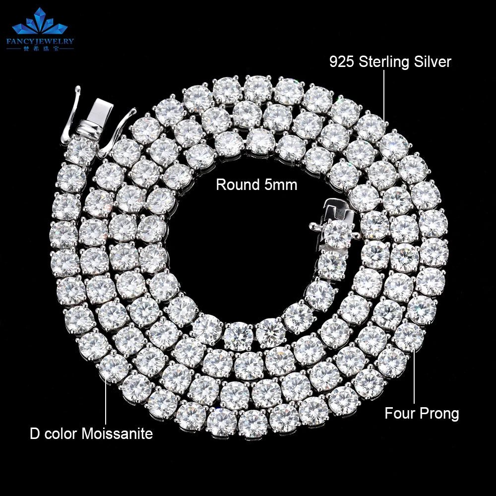Men'S Tennis Chain Solid Silver Iced Out 2Mm