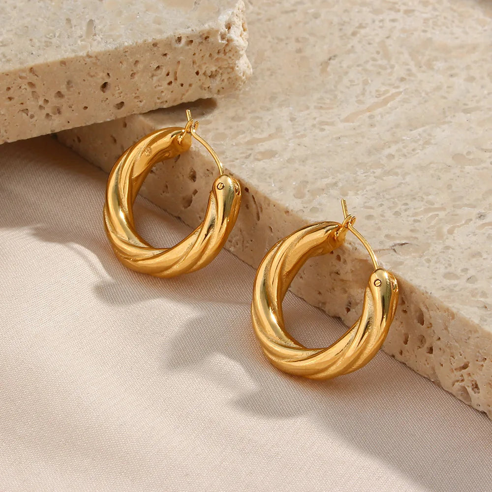 Earrings Hoops Twist Geometric Hoop Earrings Chunky Earrings