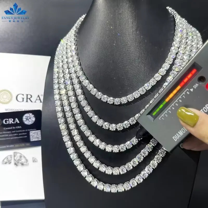 Men'S Tennis Chain Solid Silver Iced Out 2Mm