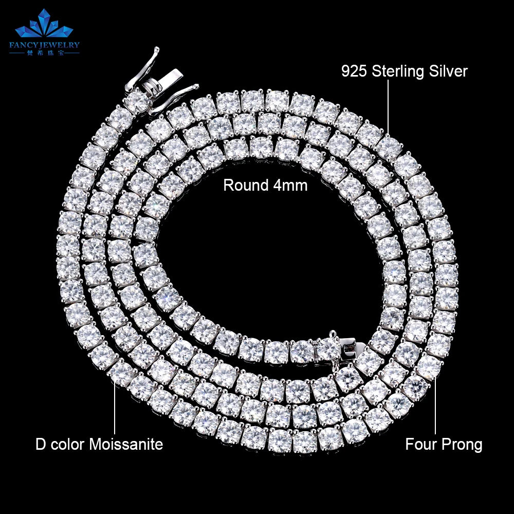 Men'S Tennis Chain Solid Silver Iced Out 2Mm