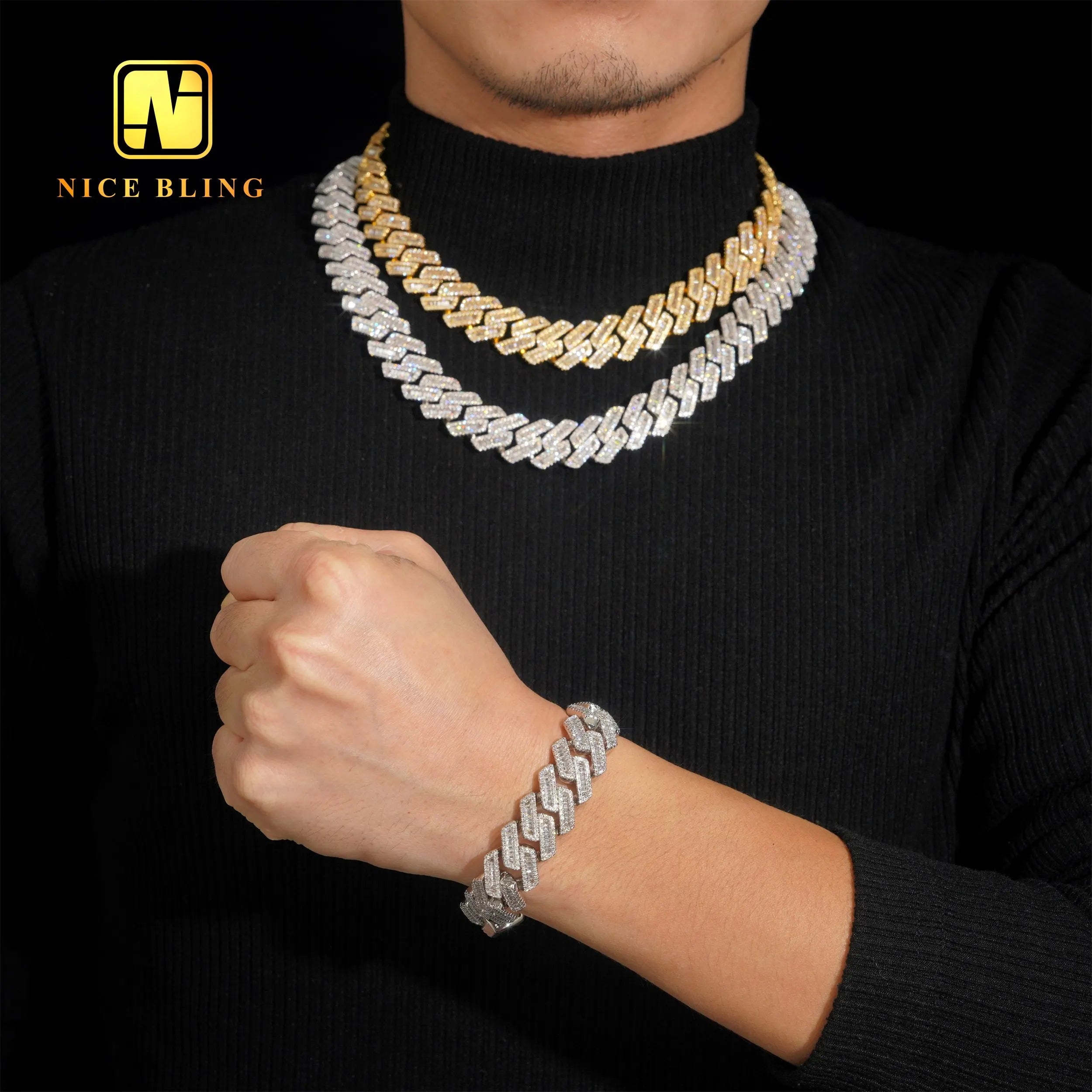 17Mm Cuban Link Chains Men Hip Hop Jewelry