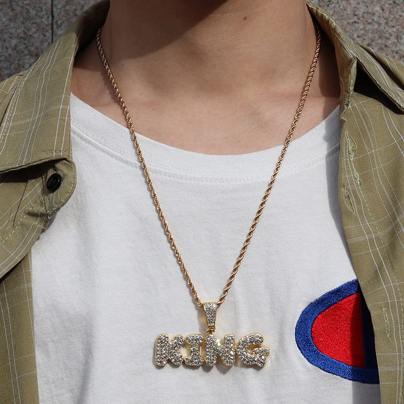 Hip Hop Versatile Men'S Diamond Studded Letter King