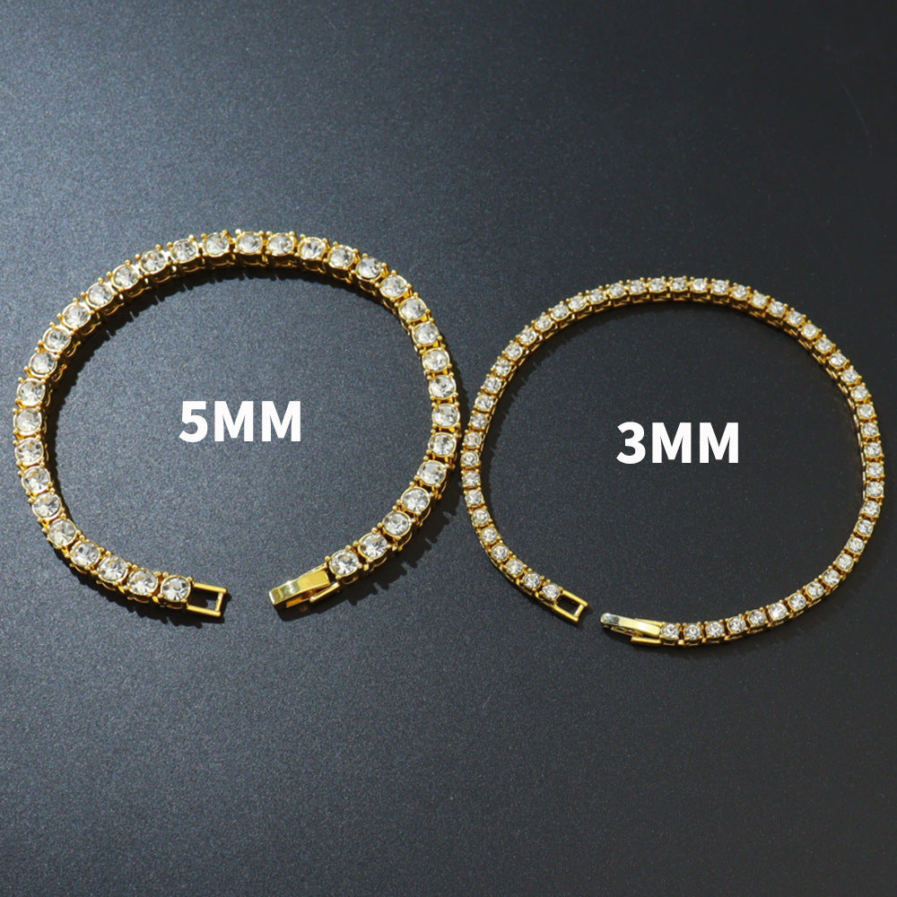 Hip Hop Single Row Alloy Tennis Chain 3Mm4Mm5Mm