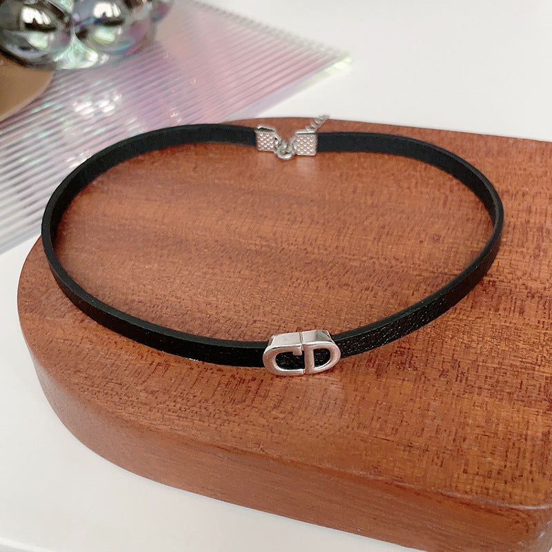 Hip Hop Leather Cd Letter Necklace Light Luxury